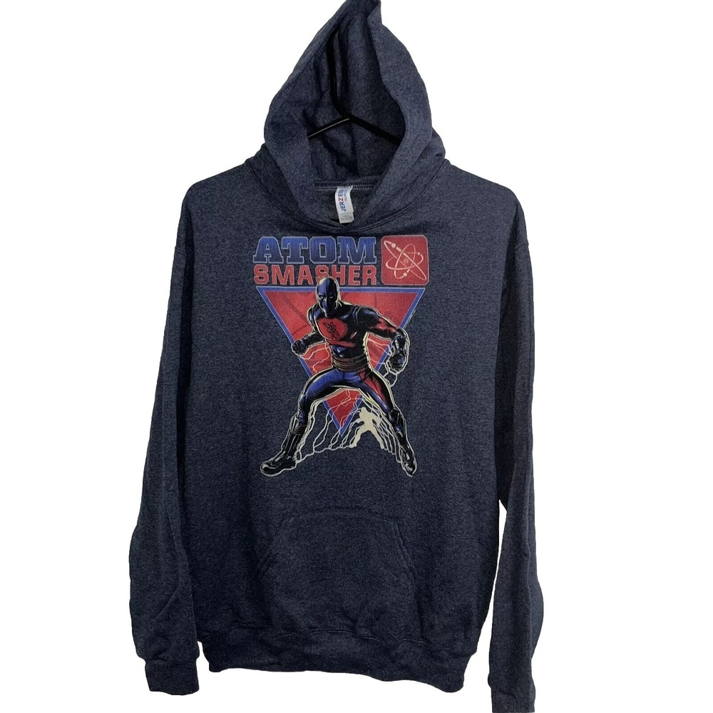 Jerzees NuBlend Youth XL Atom Smasher Hoodie‎ Charcoal Gray Superhero Sweatshirt